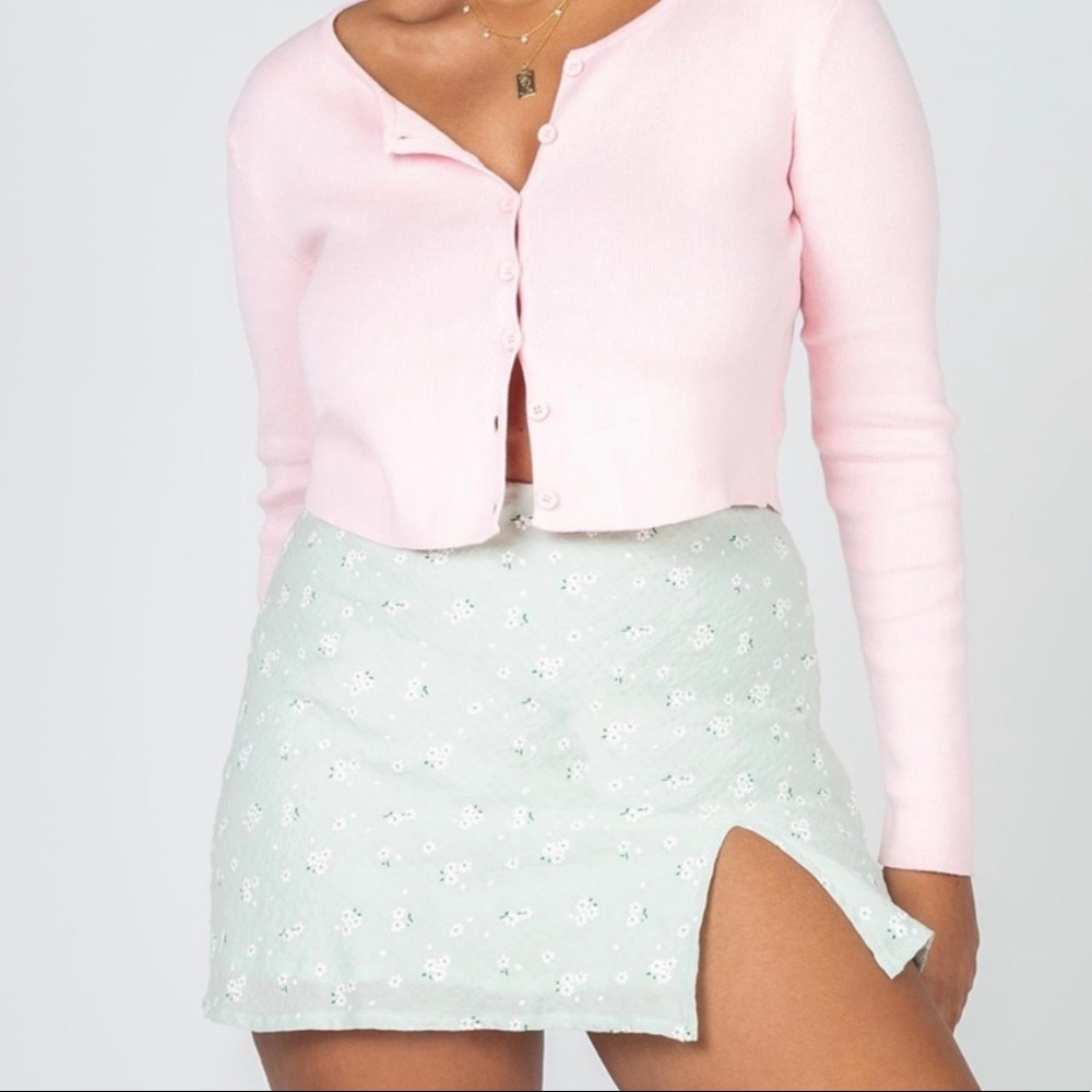 Princess Polly Rosanna Mini Skirt Floral Green NWT